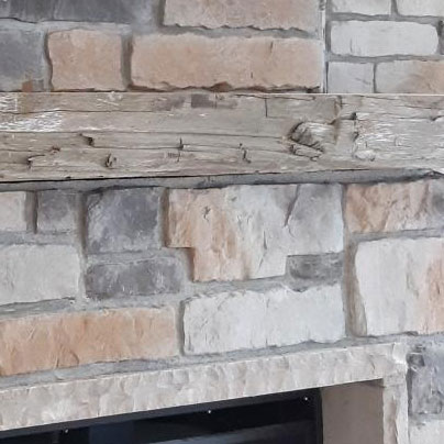 Stone Fireplace Barn Board Mantel