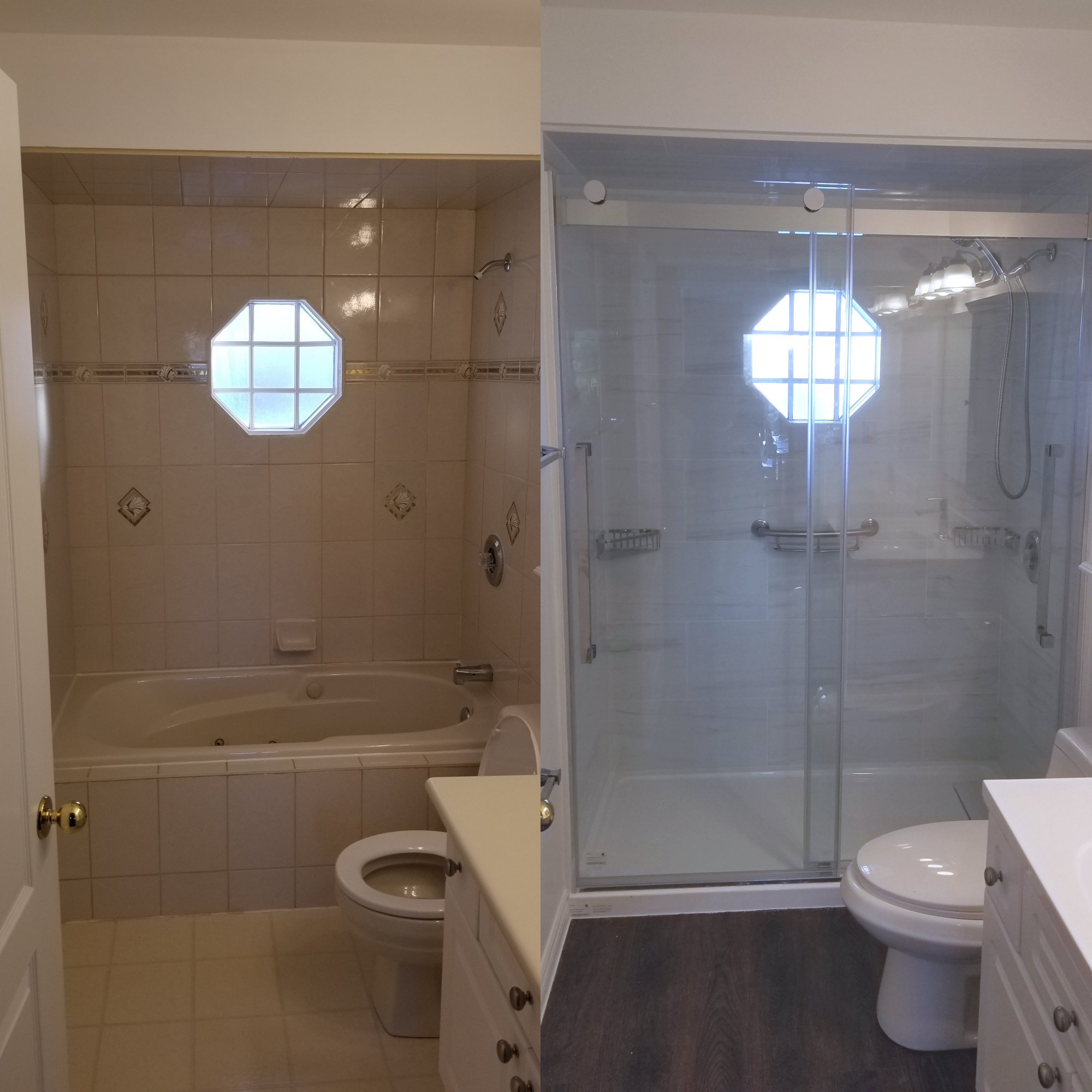 Before & After Walk in Tile Shower